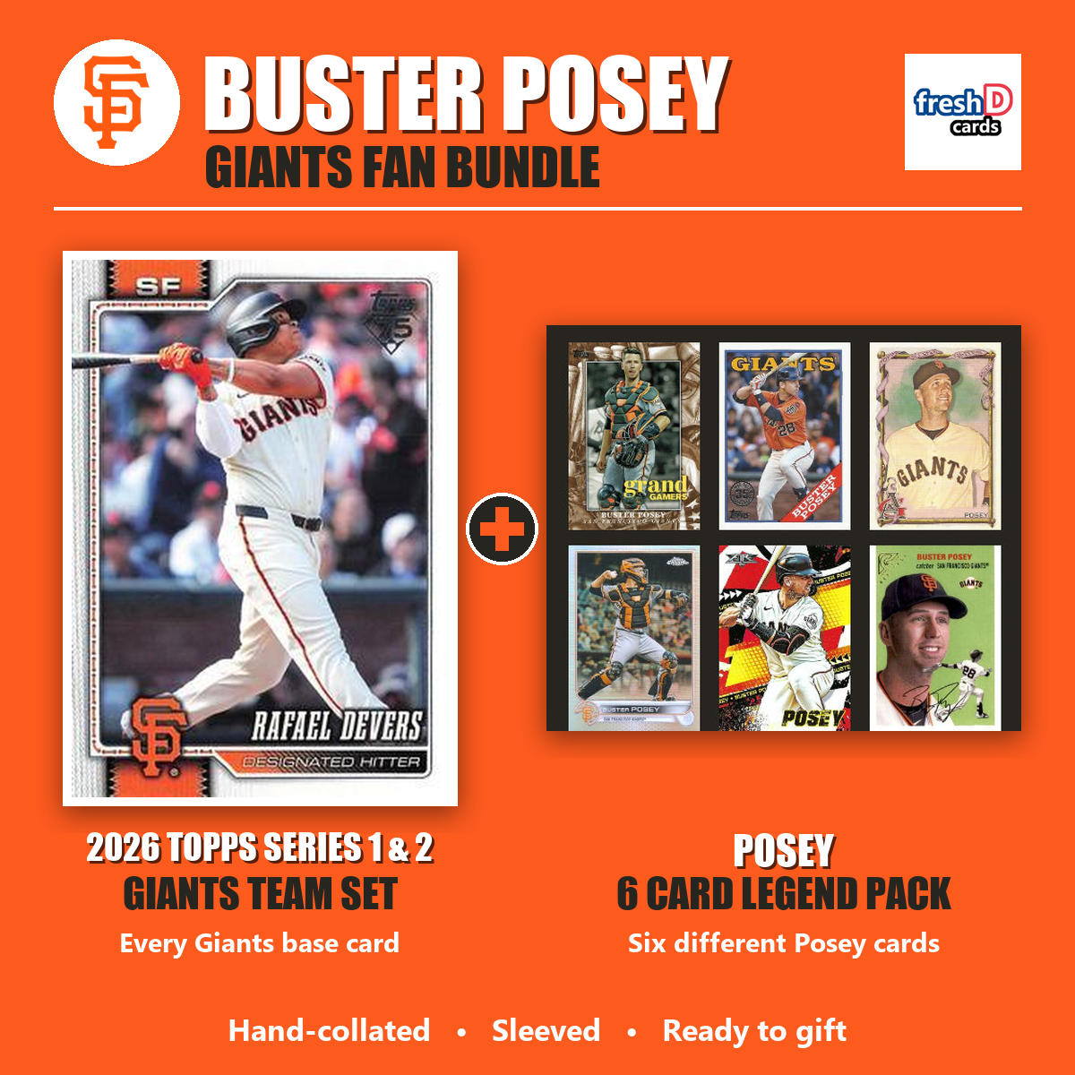 Buster Posey San Francisco Giants Baseball Fan Bundle - 2026 Topps Series 1 & 2 Team Set + 6 Card Legend Pack