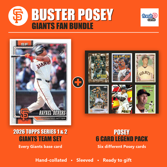 Buster Posey San Francisco Giants Baseball Fan Bundle - 2026 Topps Series 1 & 2 Team Set + 6 Card Legend Pack
