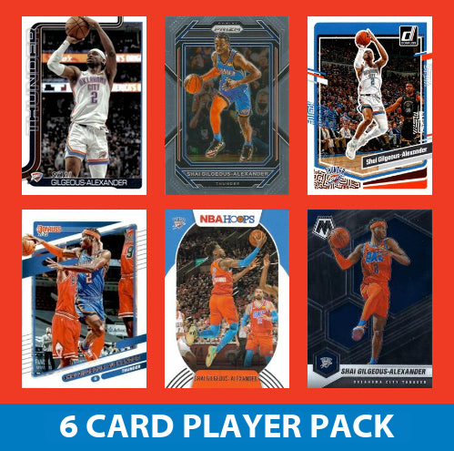 Shai Gilgeous-Alexander SGA 6 Card Player Pack 2024  2025 Hoops Prizm OKC Thunder