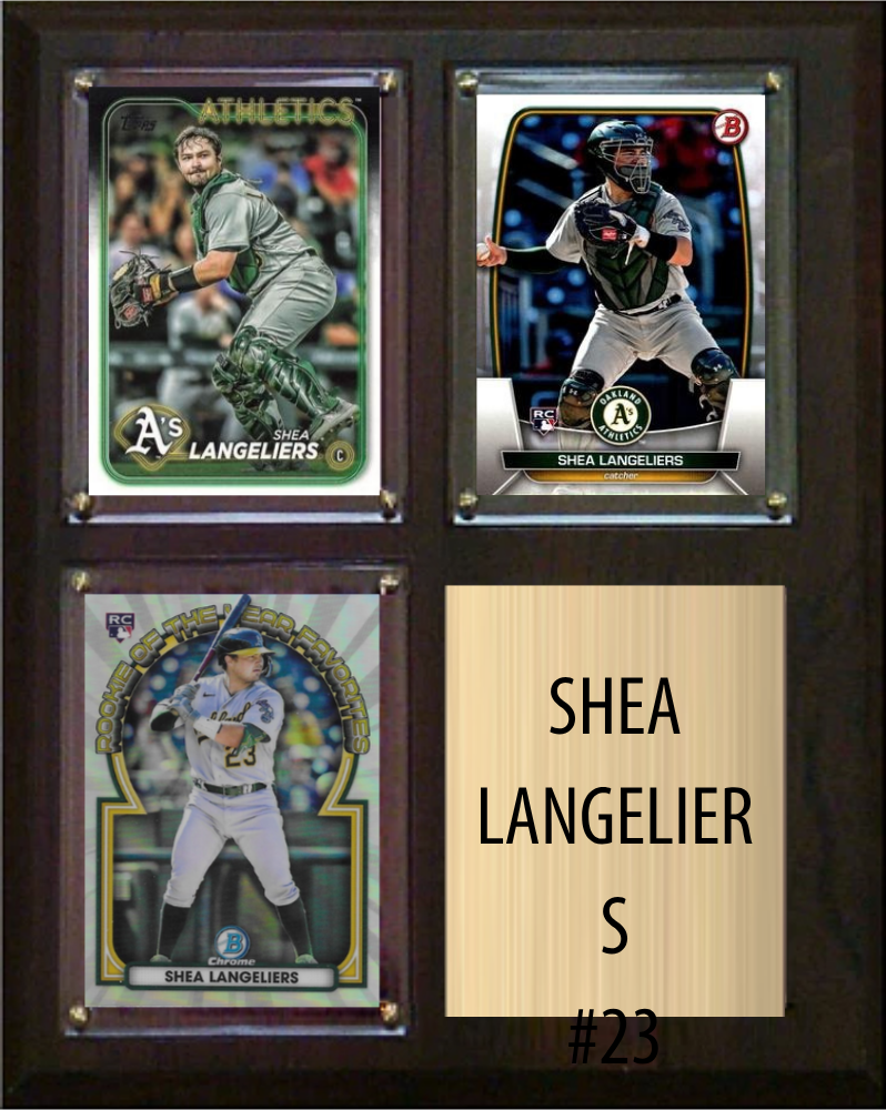 Shea Langeliers Oakland Athletics Fan Gift Plaque 8x10 3 Cards Topps Bowman Panini Donruss 2024 2025 2026