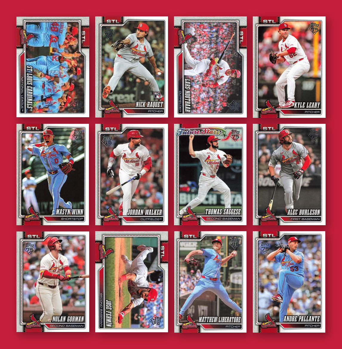 2026 Topps Series 1 & 2 Baseball Team Set 22 Cards St. Louis Cardinals Arenado Contreras