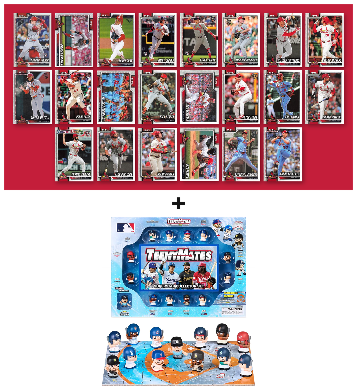 MLB TeenyMates Figures Gift Set + 2026 Topps Series 1 & 2 Team Set of Your Choice Judge Ohtani Skenes