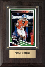 Patrick Surtain II Denver Broncos Fan Gift Plaque 4x6 1 Card Prizm, Donruss, Score 2024 2025 2026