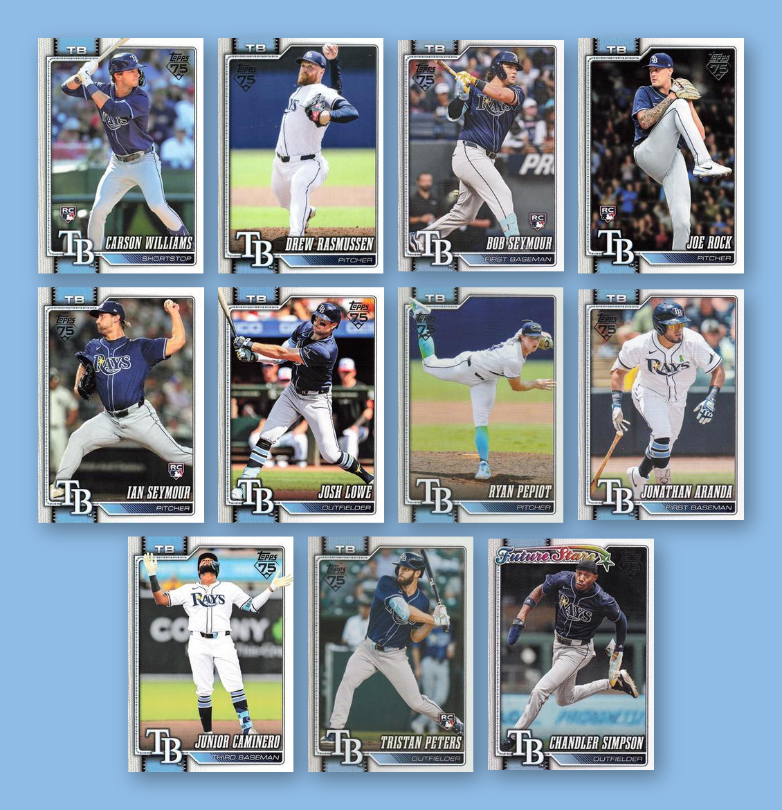 2026 Topps Series 1 & 2 Baseball Team Set 21 Cards Tampa Bay Rays Caminero Díaz