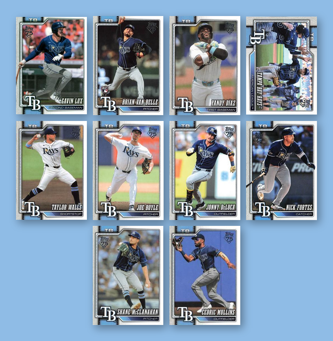 2026 Topps Series 1 & 2 Baseball Team Set 21 Cards Tampa Bay Rays Caminero Díaz