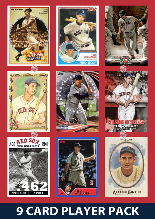 Ted Williams Boston Red Sox 9 Card Legend Pack Topps Bowman 2025 2024 2023 plaque