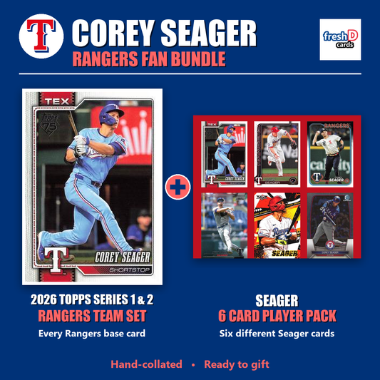 Corey Seager Texas Rangers Baseball Fan Bundle - 2026 Topps Series 1 & 2 Team Set + 6 Card Player Pack