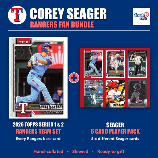 Corey Seager Texas Rangers Baseball Fan Bundle - 2026 Topps Series 1 & 2 Team Set + 6 Card Player Pack