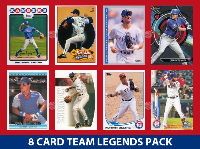 Texas Rangers 8 Card Legends Pack Topps Bowman Nolan Ryan Beltre Seager plaque