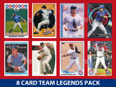 Texas Rangers 8 Card Legends Pack Topps Bowman Nolan Ryan Beltre Seager plaque