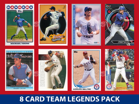 Texas Rangers 8 Card Legends Pack Topps Bowman Nolan Ryan Beltre Seager plaque