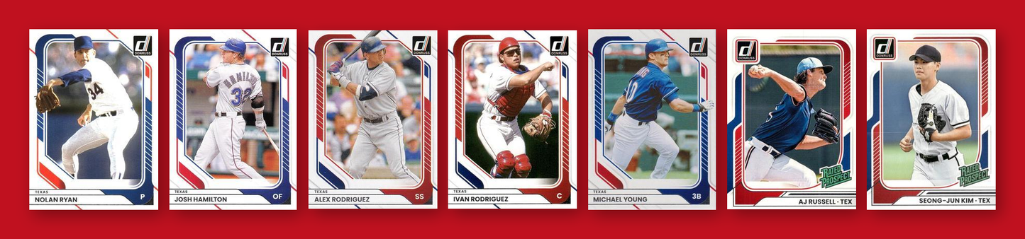 2026 Donruss Baseball Team Set 7 Cards Texas Rangers Ryan Hamilton