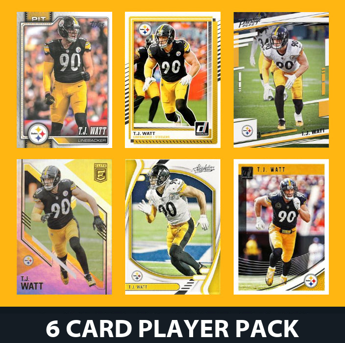 TJ Watt 6 Card Player Pack 2023 2024 2025  Donruss Panini Score Pittsburgh Steelers