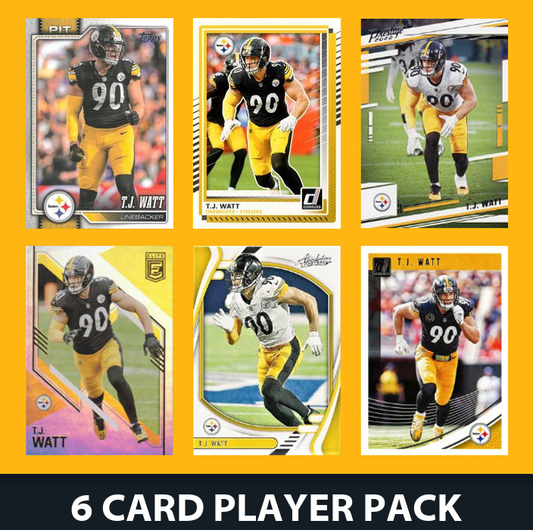 TJ Watt 6 Card Player Pack 2023 2024 2025  Donruss Panini Score Pittsburgh Steelers