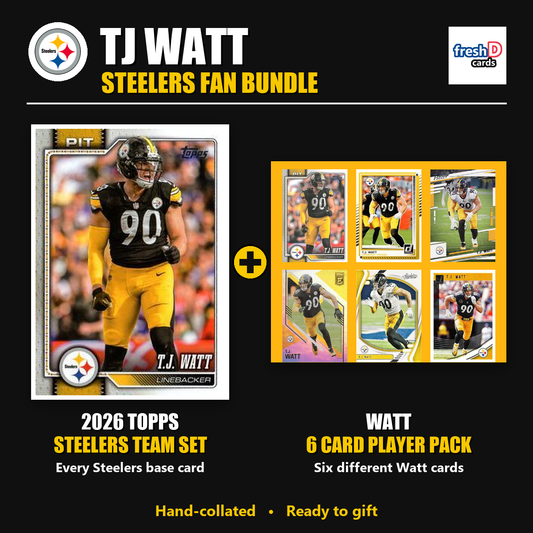 TJ Watt Pittsburgh Steelers Football Fan Bundle - 2026 Topps Team Set + 6 Card Player Pack