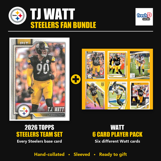 TJ Watt Pittsburgh Steelers Football Fan Bundle - 2026 Topps Team Set + 6 Card Player Pack