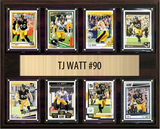 TJ Watt Pittsburgh Steelers Fan Gift Plaque 12x15 8 Cards Prizm, Donruss, Score 2024 2025 2026