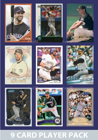 Todd Helton Colorado Rockies 9 Card Legend Pack Topps Bowman 2025 2024 2023 plaque
