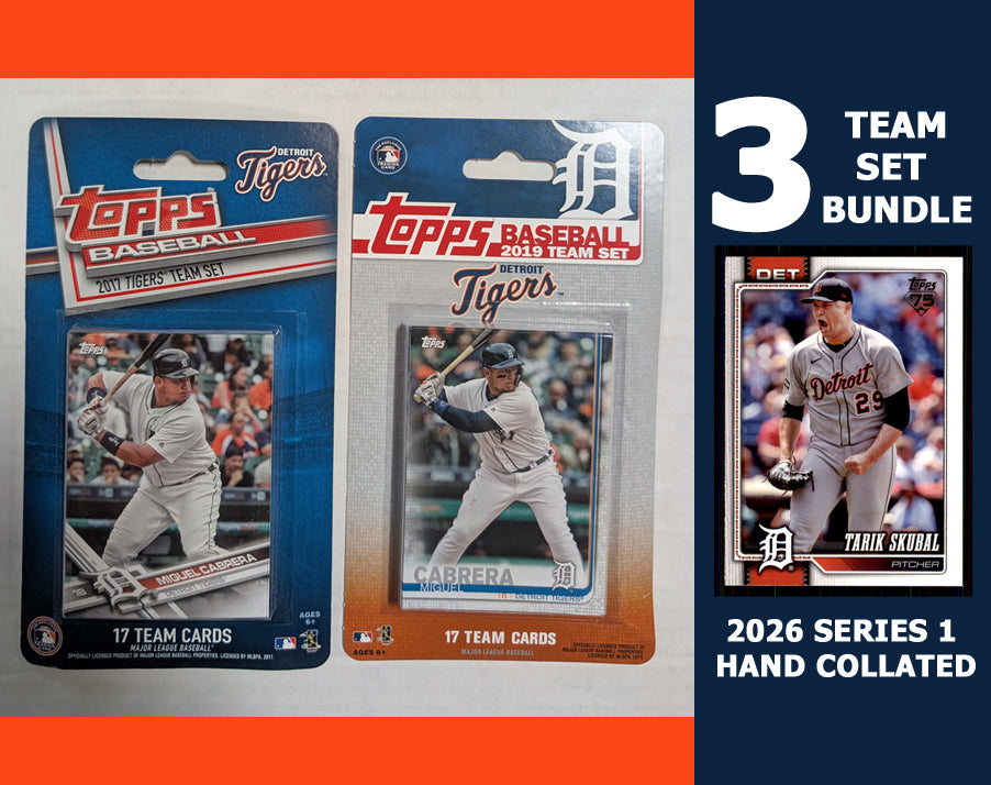 Topps Detroit Tigers Team Sets 2019 2017  + 2026 Topps Series 1 Tarik Skubal Greene hand-collated team set