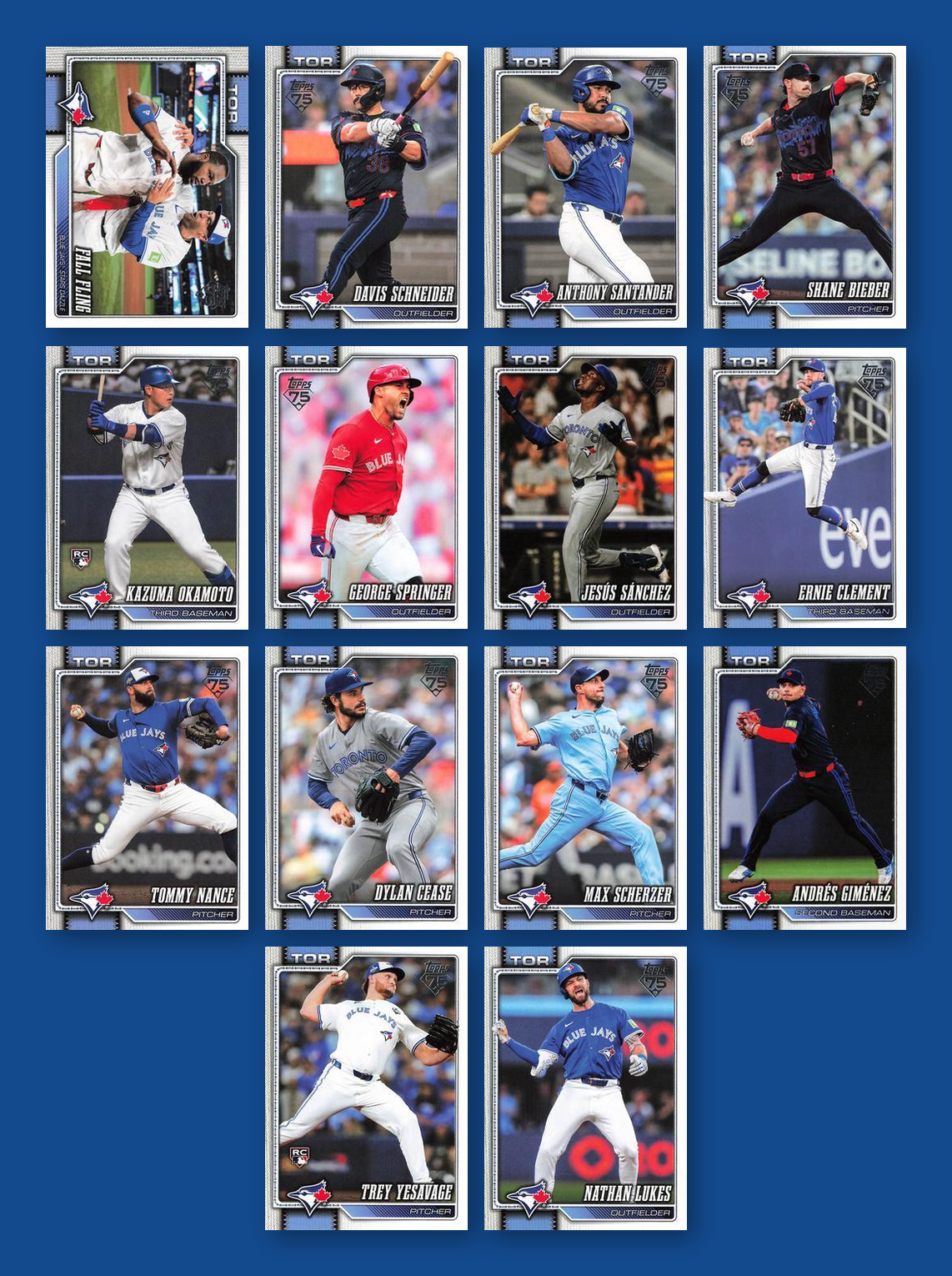 2026 Topps Series 1 & 2 Baseball Team Set 24 Cards Toronto Blue Jays Guerrero Springer