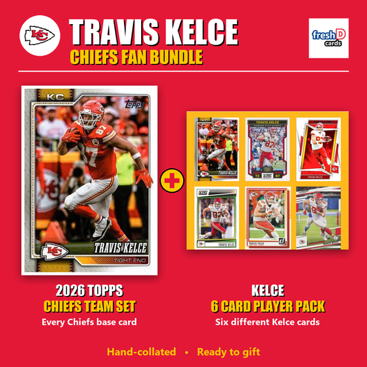 Travis Kelce Kansas City Chiefs Football Fan Bundle - 2026 Topps Team Set + 6 Card Player Pack
