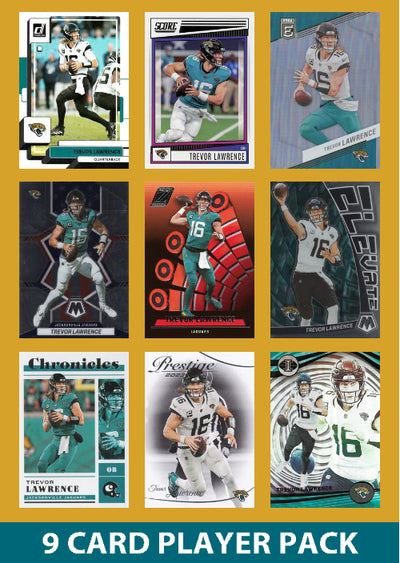 Trevor Lawrence 9 Card Player Pack  2024 2025  Donruss Panini Jacksonville Jaguars plaque