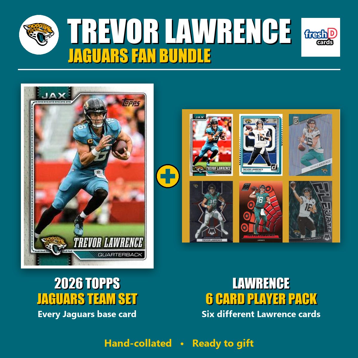 Trevor Lawrence Jacksonville Jaguars Football Fan Bundle - 2026 Topps Team Set + 6 Card Player Pack
