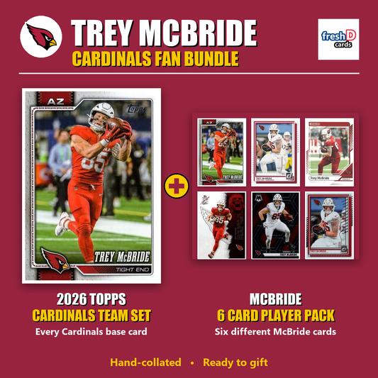 Trey McBride Arizona Cardinals Football Fan Bundle - 2026 Topps Team Set + 6 Card Player Pack