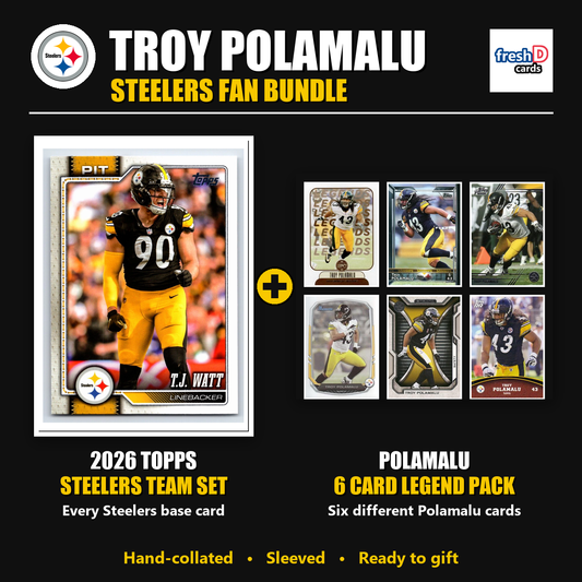 Troy Polamalu Pittsburgh Steelers Football Fan Bundle - 2026 Topps Team Set + 6 Card Legend Pack