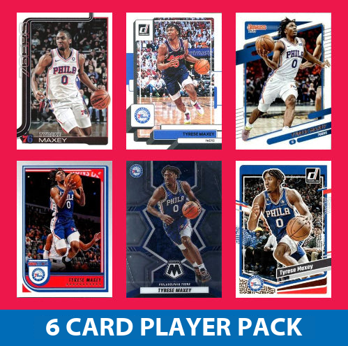 Tyrese Maxey 6 Card Player Pack 2023-24 Hoops Panini  Philadelphia 76ers Sixers