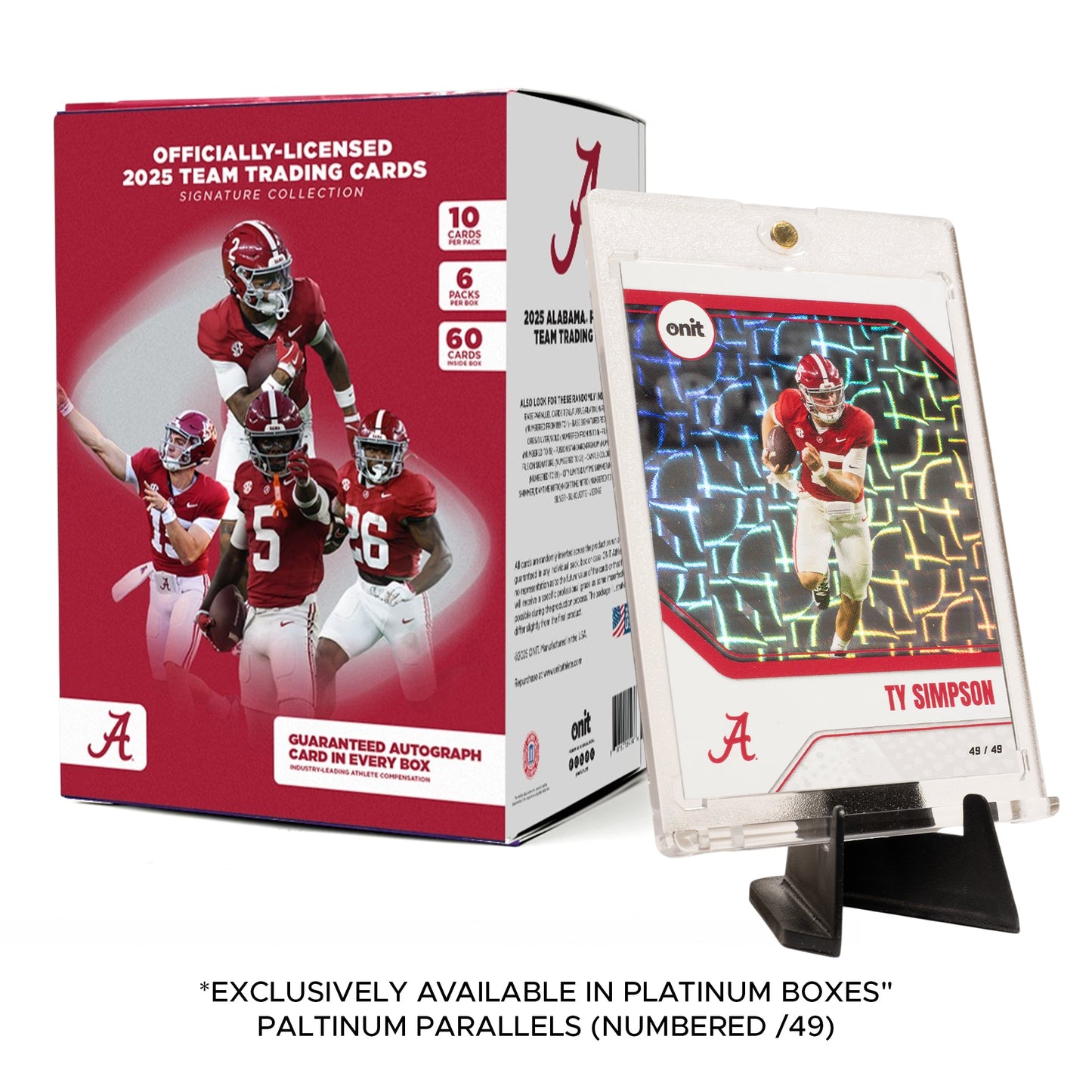 University of Alabama Football 2025 Trading Cards - Platinum Box hand-collated team set