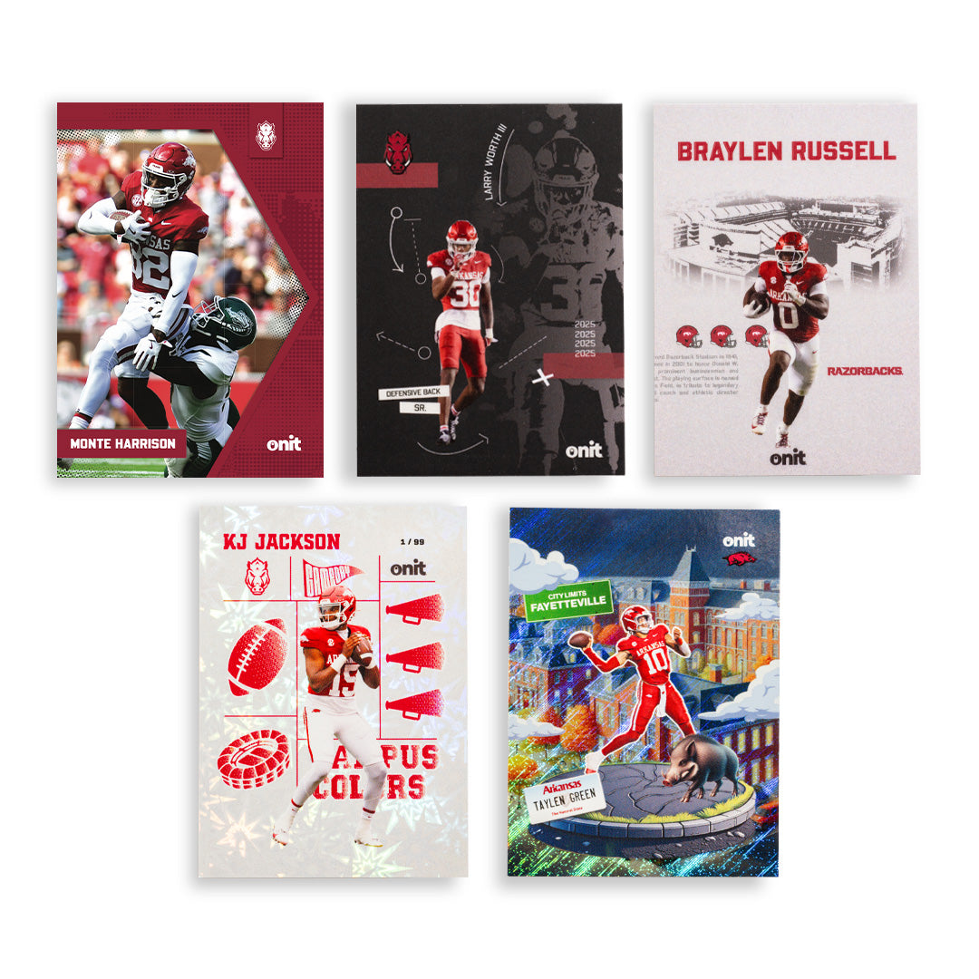 University of Arkansas Football 2025 Trading Cards - Platinum Box hand-collated team set