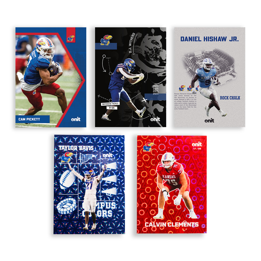 University of Kansas Football 2025 Trading Cards - Platinum Box hand-collated team set
