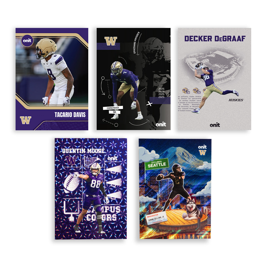University of Washington Football 2025 Trading Cards - Single Pack hand-collated team set
