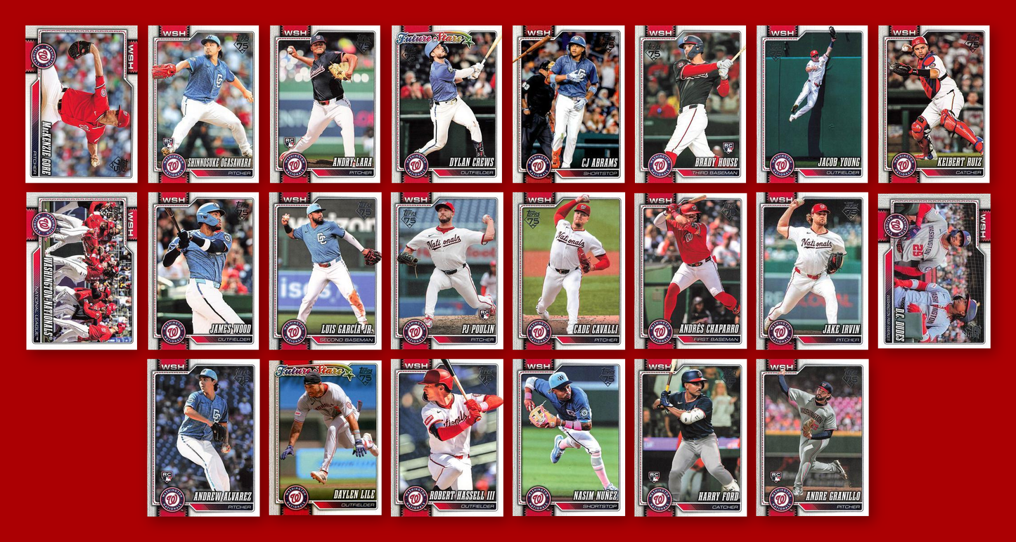 2026 Topps Series 1 & 2 Baseball Team Set 22 Cards Washington Nationals Wood Crews
