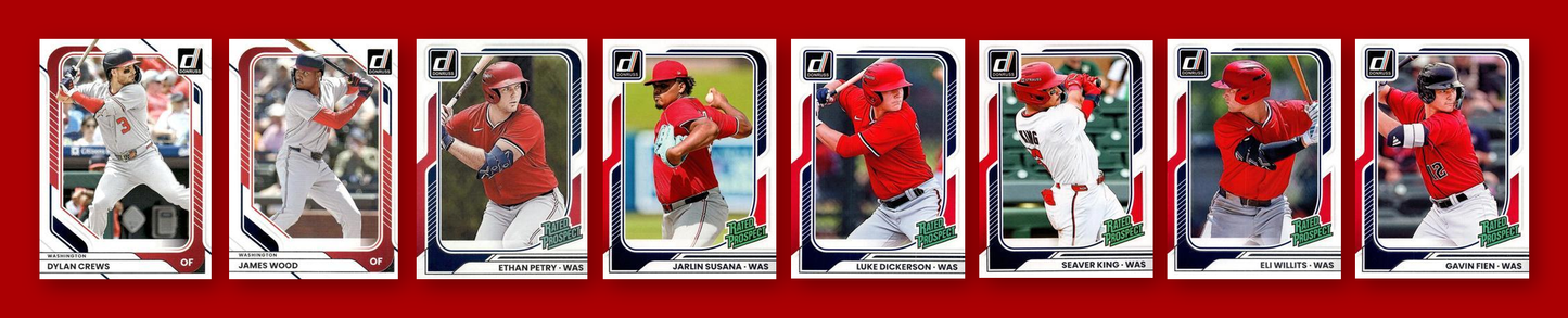 2026 Donruss Baseball Team Set 8 Cards Washington Nationals Crews Willits