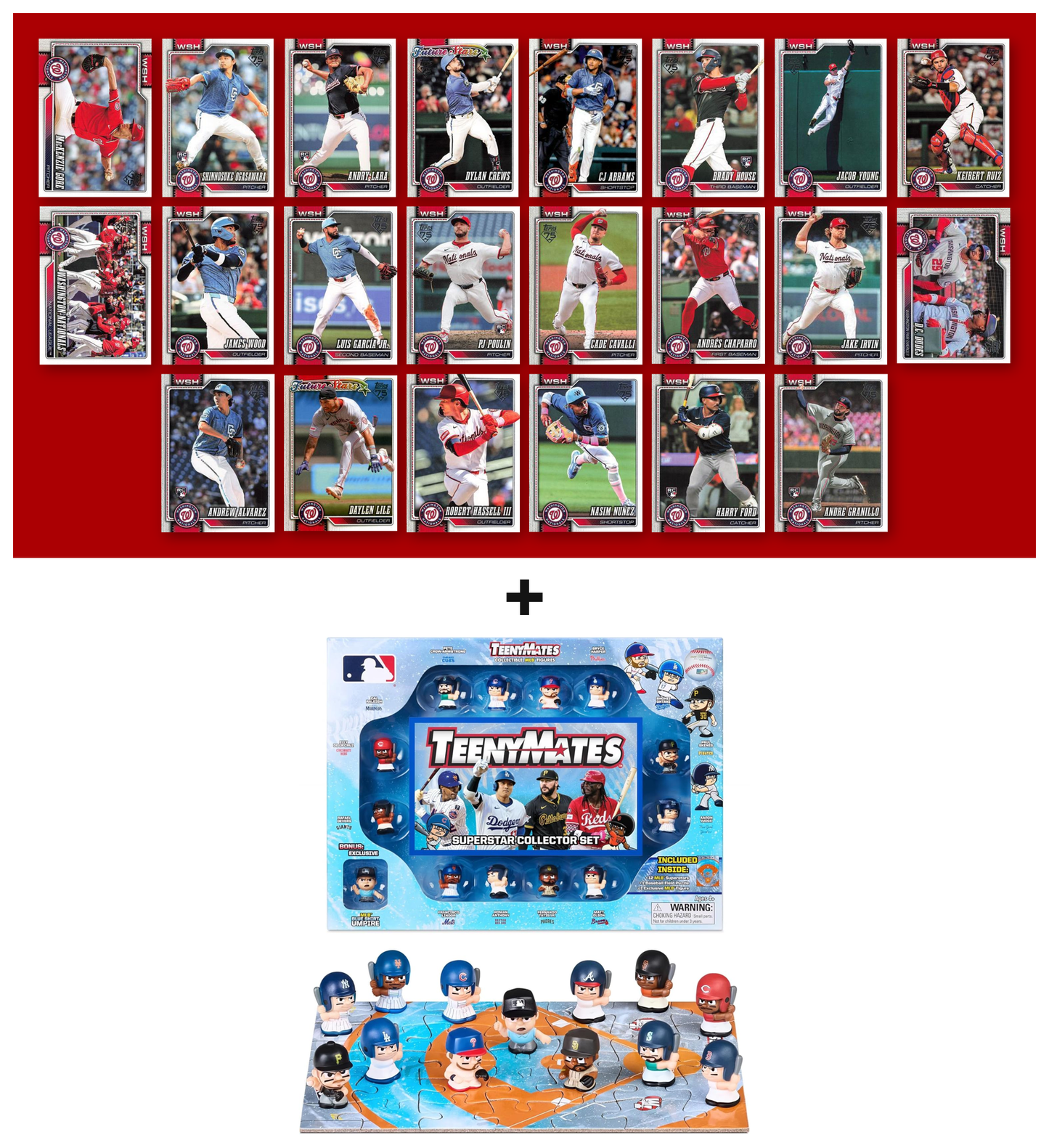 MLB TeenyMates Figures Gift Set + 2026 Topps Series 1 & 2 Team Set of Your Choice Judge Ohtani Skenes