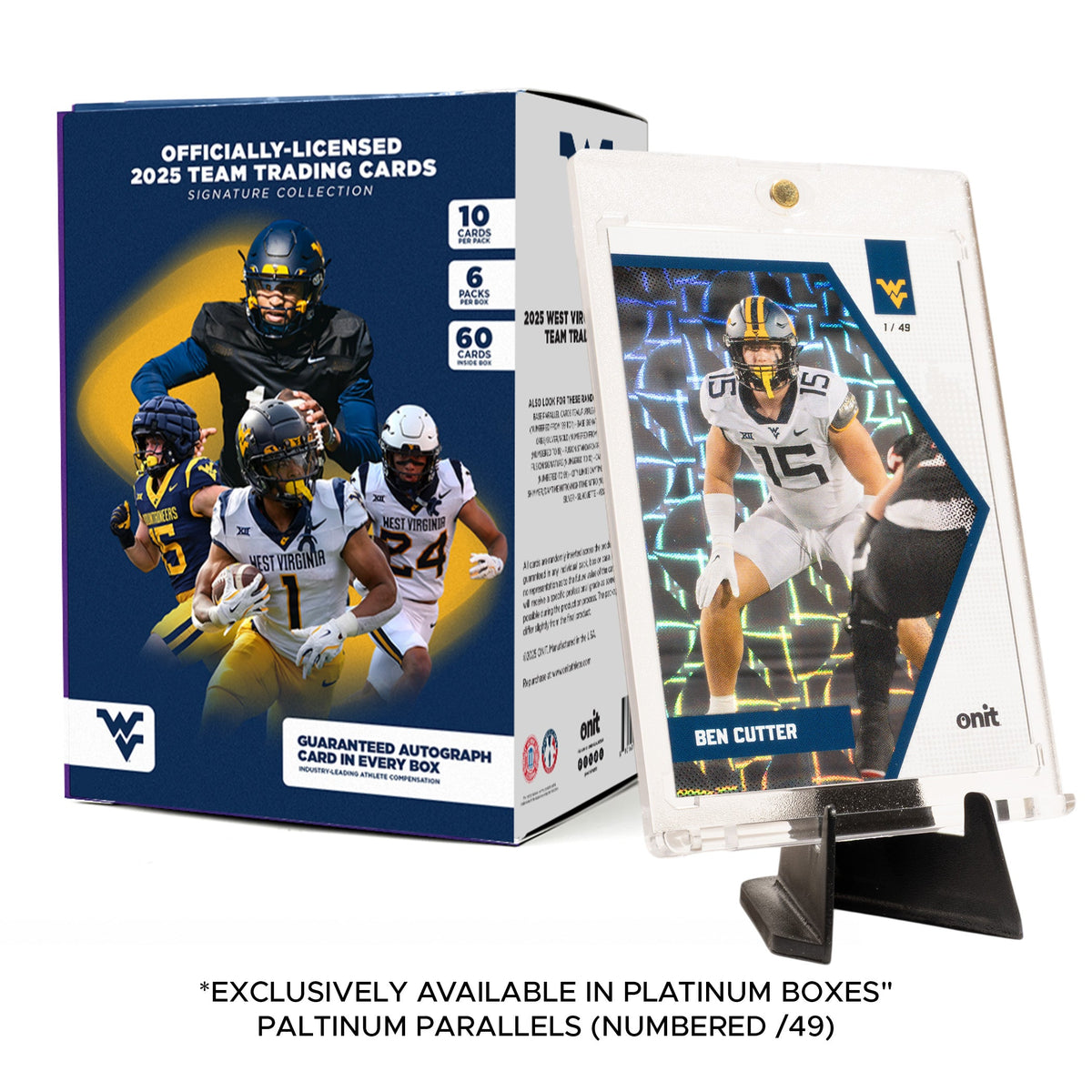 West Virginia University Football 2025 Trading Cards - Platinum Box hand-collated team set