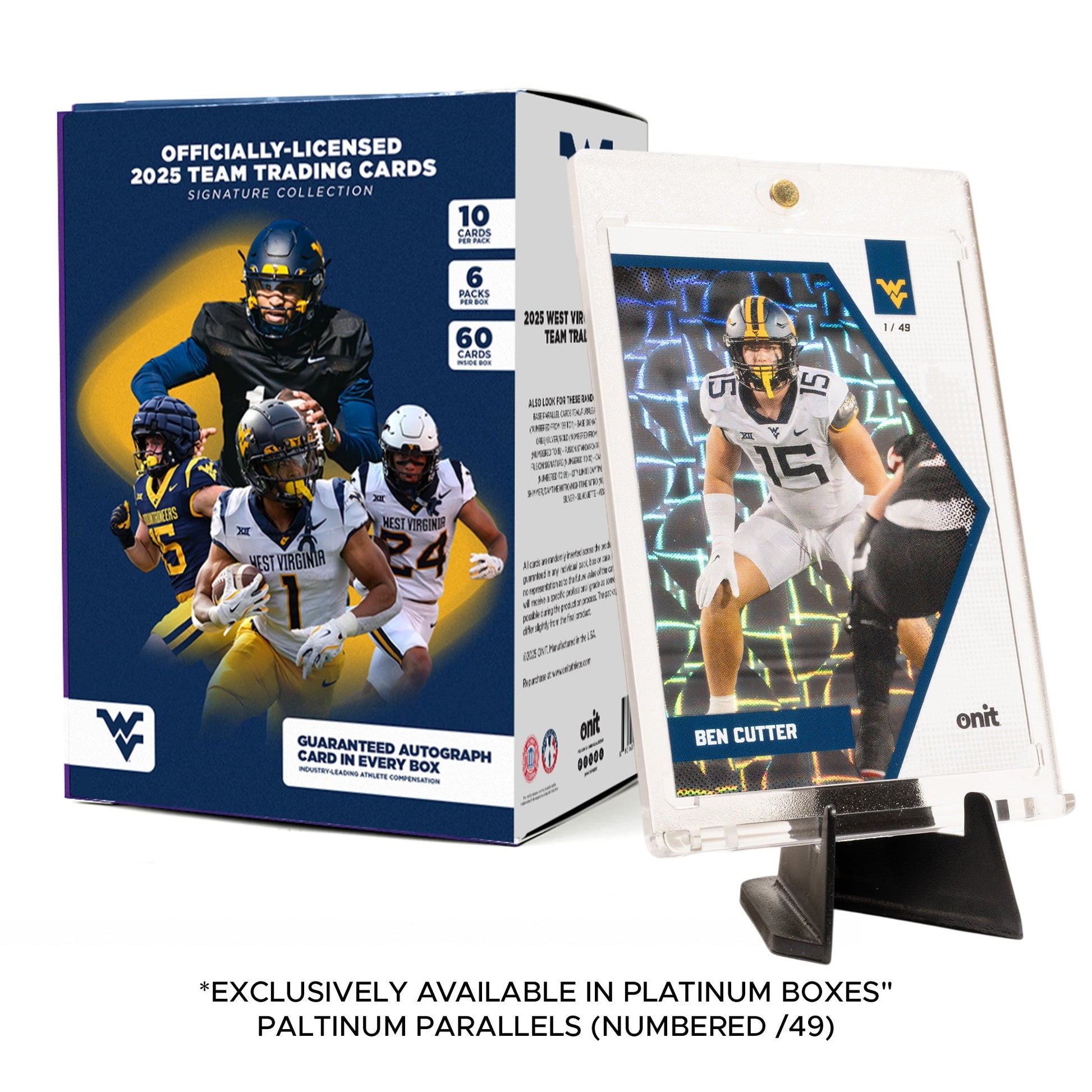West Virginia University Football 2025 Trading Cards - Platinum Box hand-collated team set