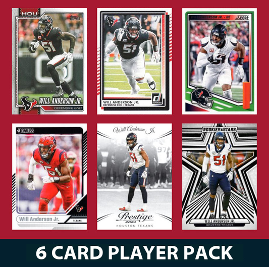 Will Anderson Jr 6 Card Player Pack  2024 2025 Donruss Panini Score Houston Texans