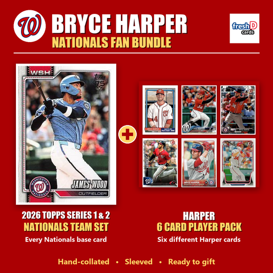 Bryce Harper Washington Nationals Baseball Fan Bundle - 2026 Topps Series 1 & 2 Team Set + 6 Card Player Pack