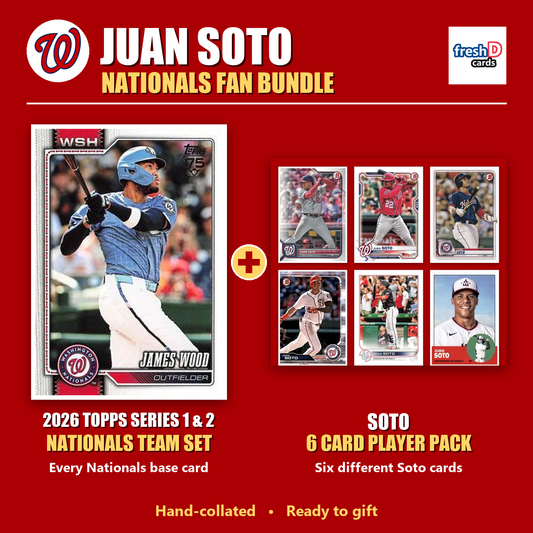 Juan Soto Washington Nationals Baseball Fan Bundle - 2026 Topps Series 1 & 2 Team Set + 6 Card Player Pack